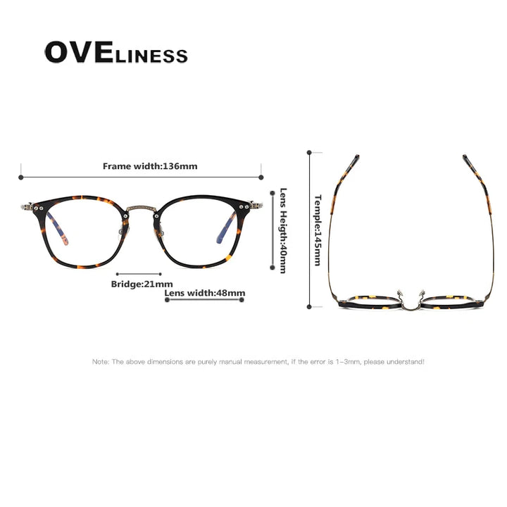 Oveliness Women's Full Rim Square Acetate Titanium Eyeglasses 3052 Full Rim Oveliness   