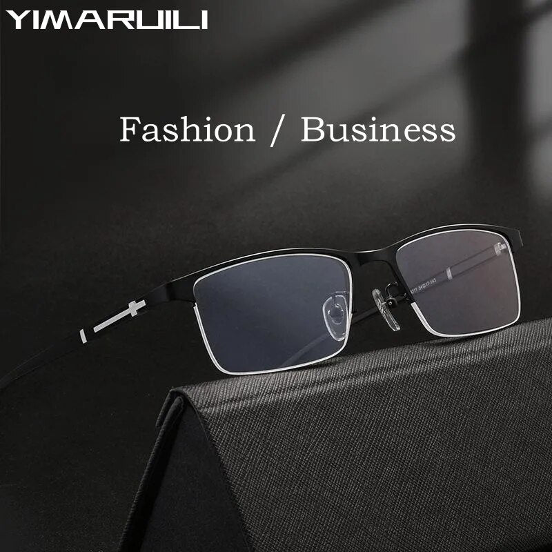 Yimaruili Men's Full Semi Rim Square Alloy Eyeglasses P9211 P9212 Semi Rim Yimaruili Eyeglasses   