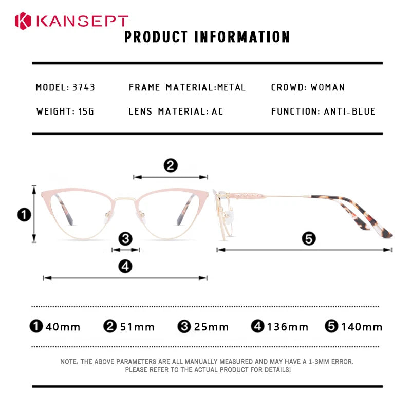 Kansept Women's Full Rim Oval Cat Eye Tr 90 Alloy Reading Glasses 53743