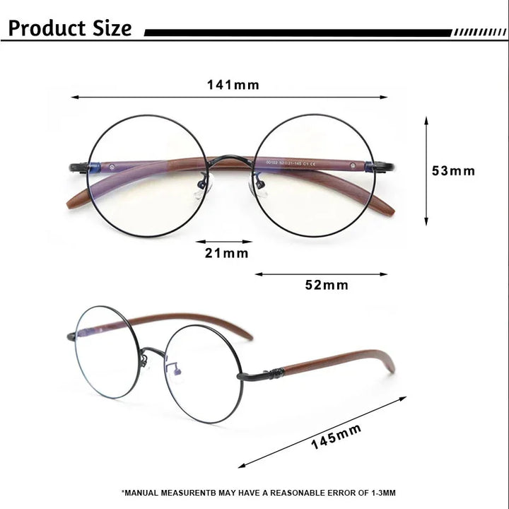 Hdcrafter Unisex Full Rim Round Titanium Acetate Eyeglasses 681102