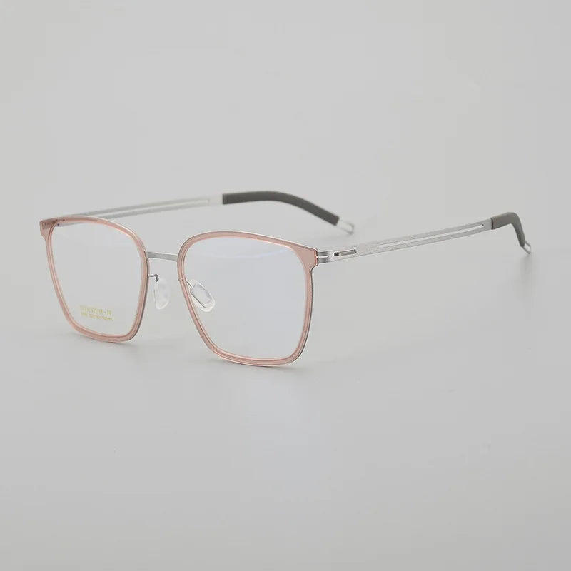 Hewei Unisex Full Rim Square Titanium Acetate Eyeglasses 8105 Full Rim Hewei pink  