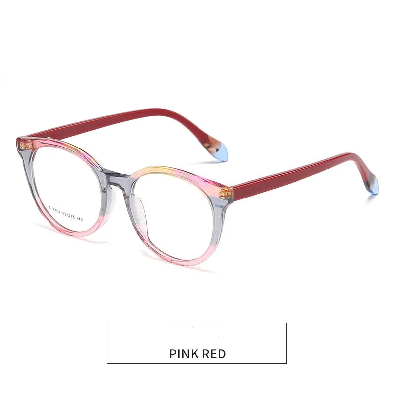 KatKani Women's Full Rim Square Acetate Eyeglasses F7704 Full Rim KatKani Eyeglasses pink red  