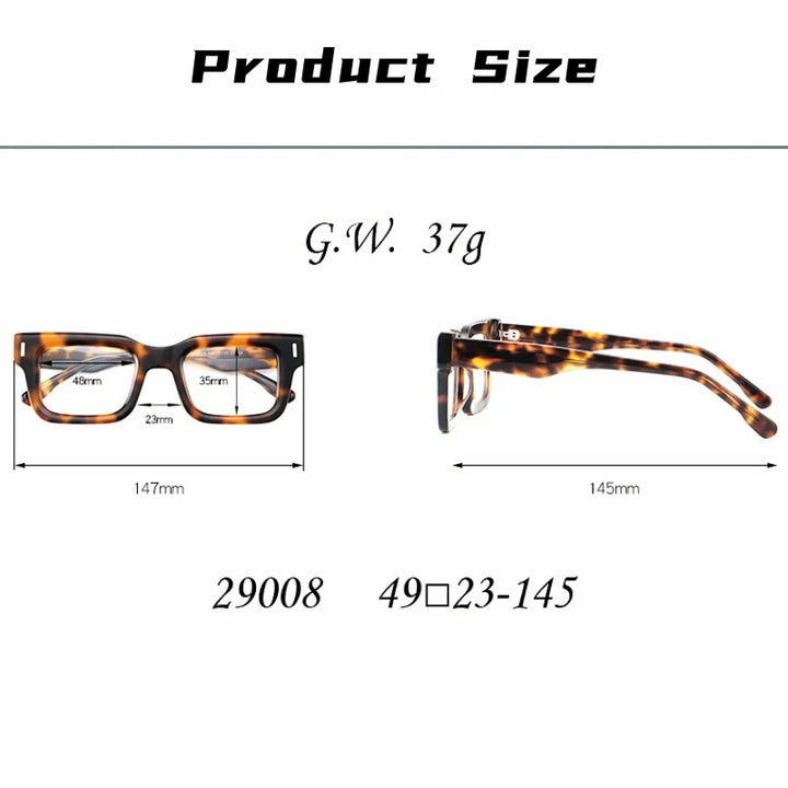 KatKani Unisex Full Rim Brow Line Square Acetate Eyeglasses 29008 Full Rim KatKani Eyeglasses