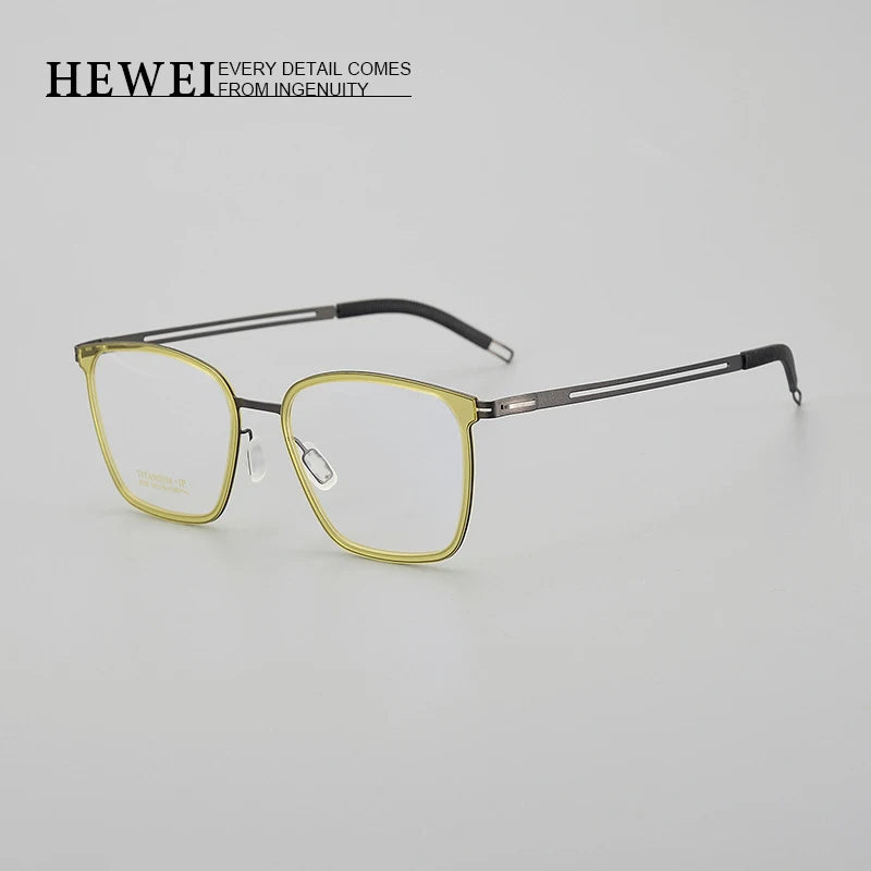 Hewei Unisex Full Rim Square Titanium Acetate Eyeglasses 8105 Full Rim Hewei   