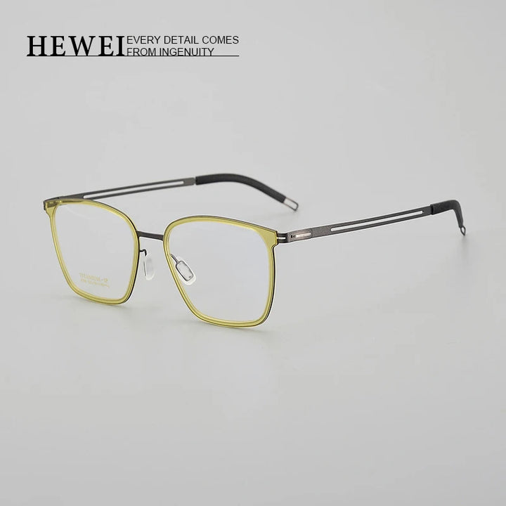 Hewei Unisex Full Rim Square Titanium Acetate Eyeglasses 8105 Full Rim Hewei   