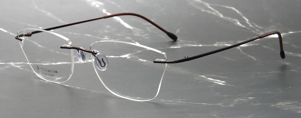 Esnbie Women's Rimless Square Cat Eye Titanium Eyeglasses 243211
