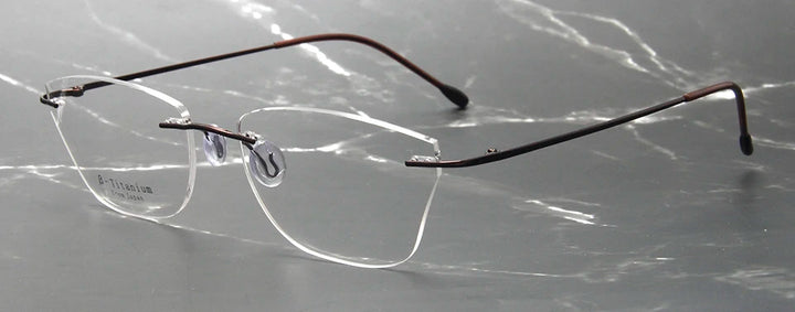 Esnbie Women's Rimless Square Cat Eye Titanium Eyeglasses 243211