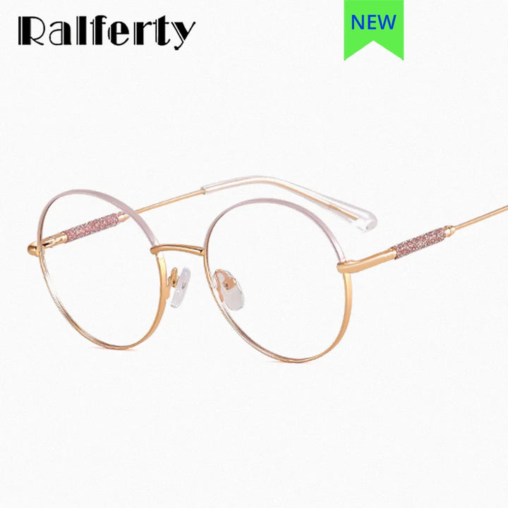 Ralferty Women's Full Rim Round Alloy Acetate Eyeglasses 95818 Full Rim Ralferty   