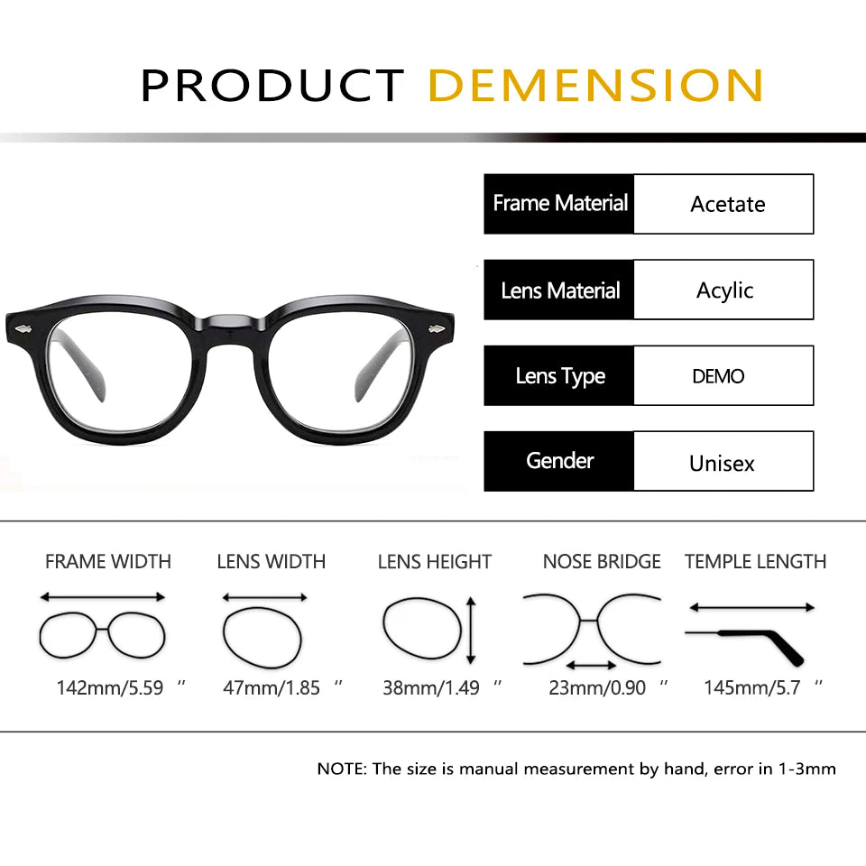 Esnbie Unisex Full Rim Round Acetate Eyeglasses SA216