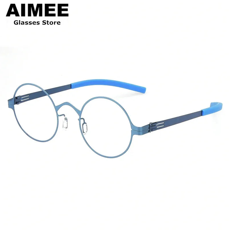 Aimee Women's Full Rim Round Screwless Steel Eyeglasses 42128