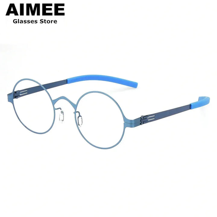 Aimee Women's Full Rim Round Screwless Steel Eyeglasses 42128