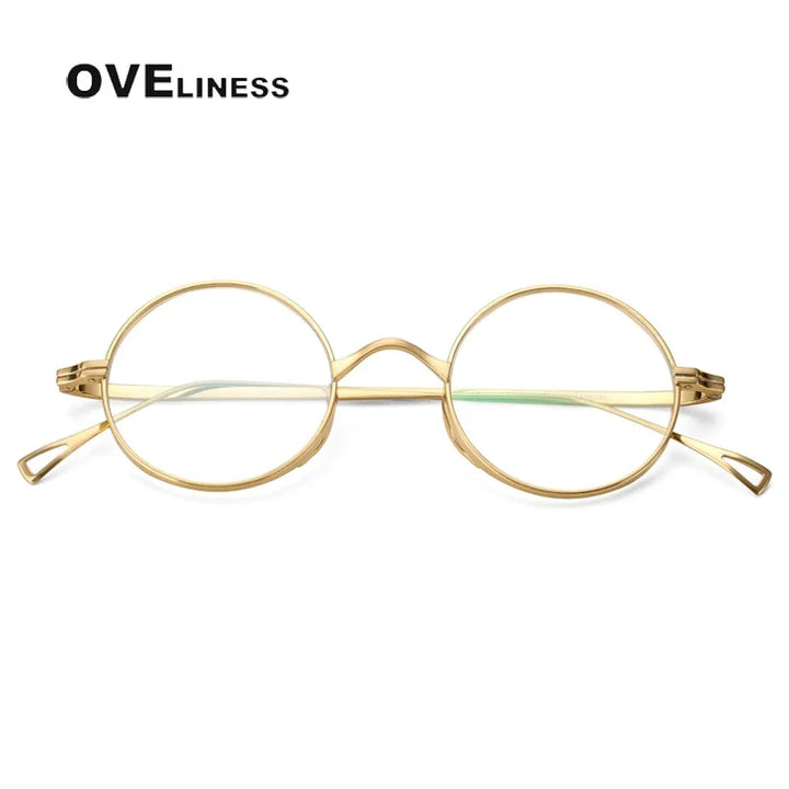 Oveliness Unisex Full Rim Round Titanium Eyeglasses R10518 Full Rim Oveliness gold  