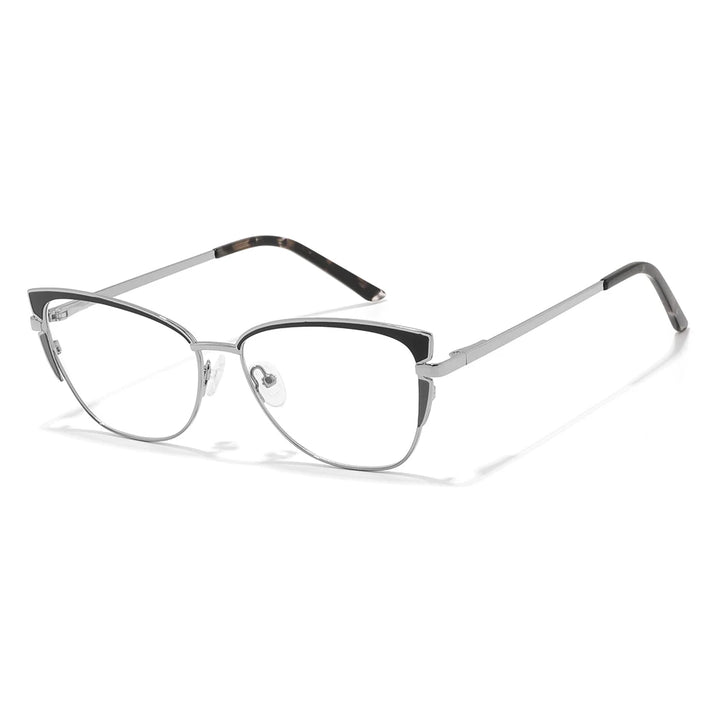 Laoyehui Women's Full Rim Square Cat Eye Alloy Reading Glasses 948780 Reading Glasses Laoyehui C4 0