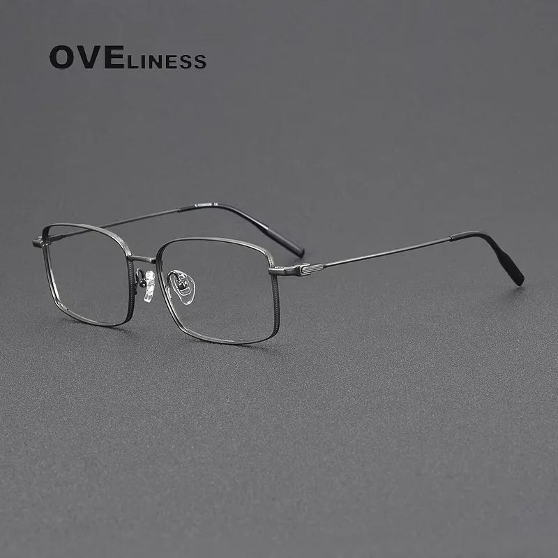 Oveliness Men's Full Rim Oval Square Titanium Eyeglasses 81023