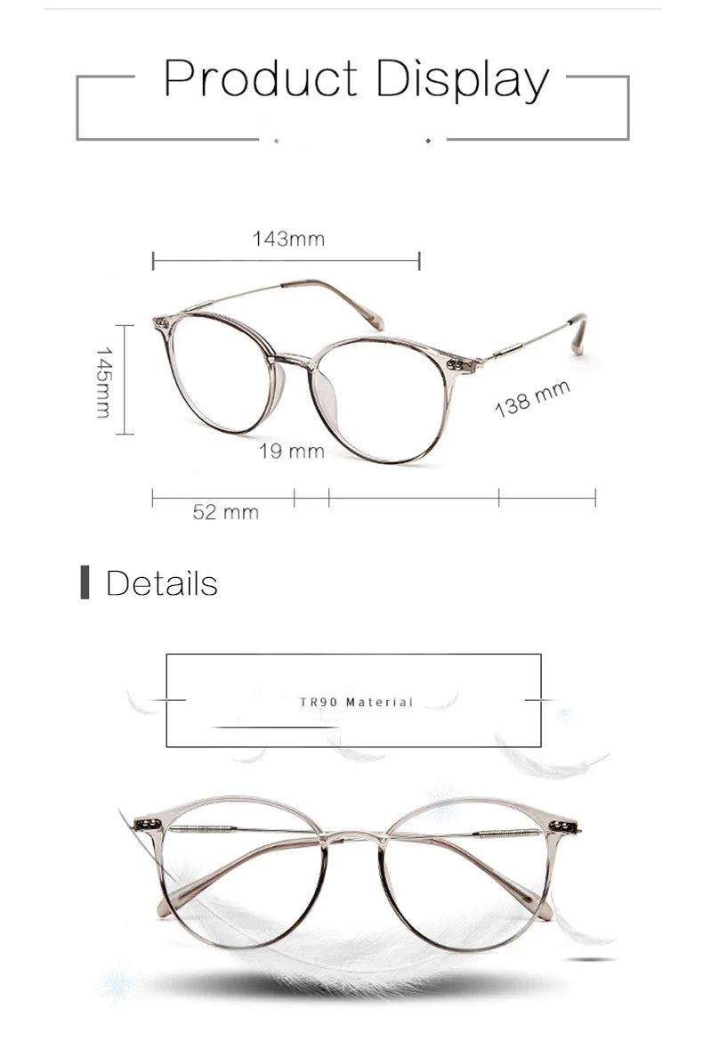 Handoer Unisex Full Rim Round Oval Alloy Acetate Eyeglasses 13819