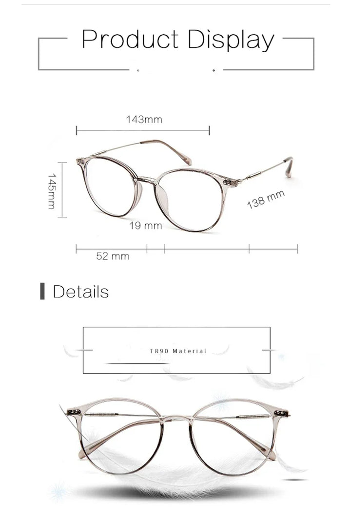 Handoer Unisex Full Rim Round Oval Alloy Acetate Eyeglasses 13819