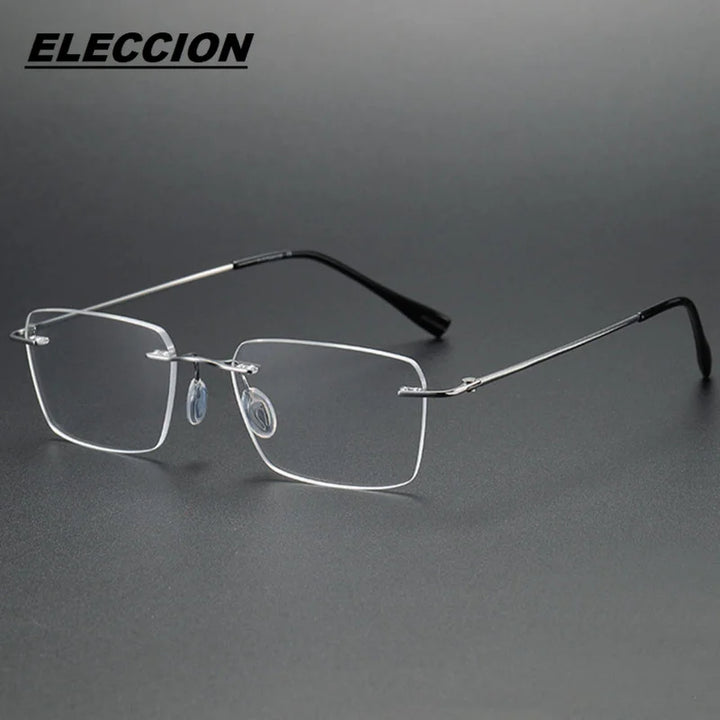 Eleccion Women's Rimless Square Titanium Eyeglasses 80965