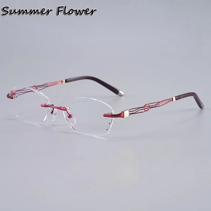 Summer Flower Women's Rimless Oval Titanium Eyeglasses 658072