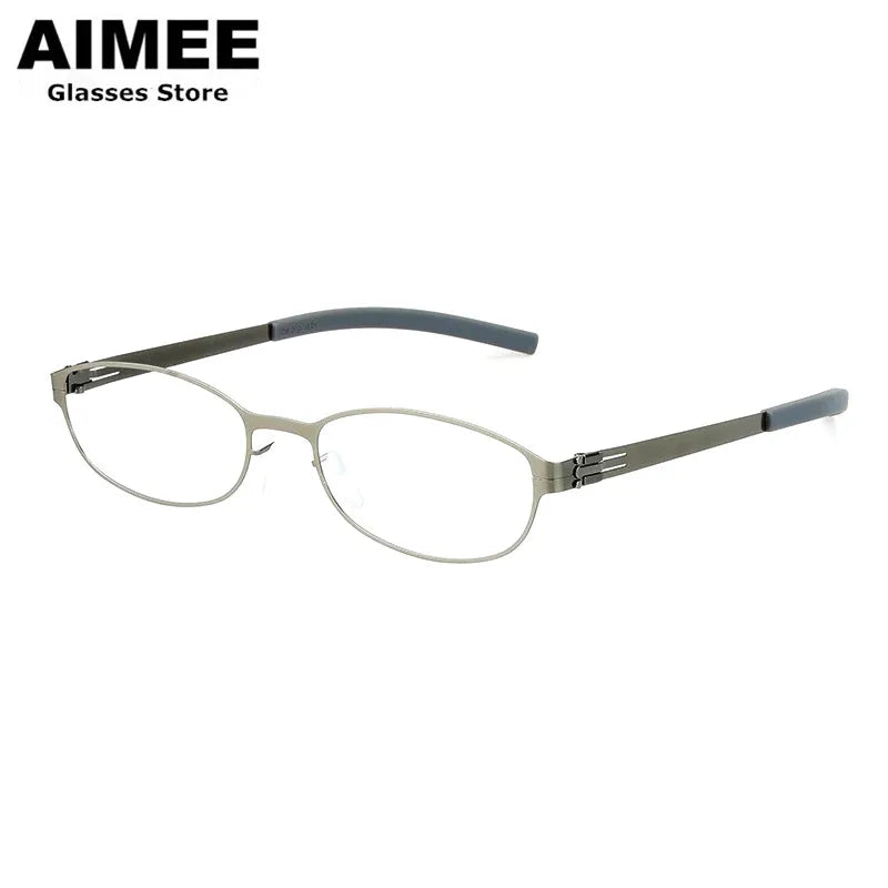 Aimee Women's Full Rim Oval Screwless Stainless Steel Eyeglasses 19003 Full Rim Aimee Gun-Grey  