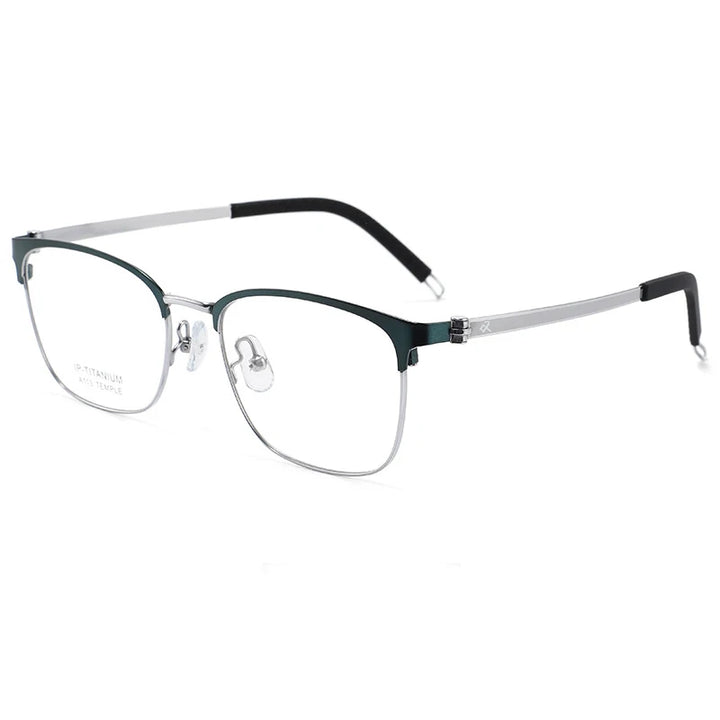 Bclear Unisex Full Rim Square Titanium Eyeglasses A113 Full Rim Bclear Black Silver  