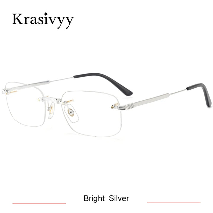 Krasivyy Women's Rimless Square Titanium Eyeglasses 3490 Rimless Krasivyy Bright Silver  