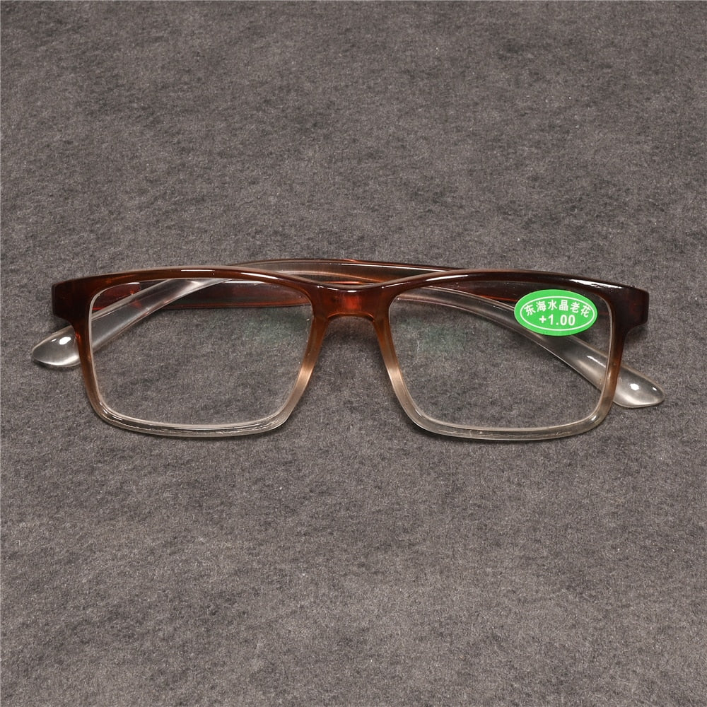 Cubojue Unisex Full Rim Square PC Plastic Presbyopic Reading Glasses Reading Glasses Cubojue +100 Auburn 