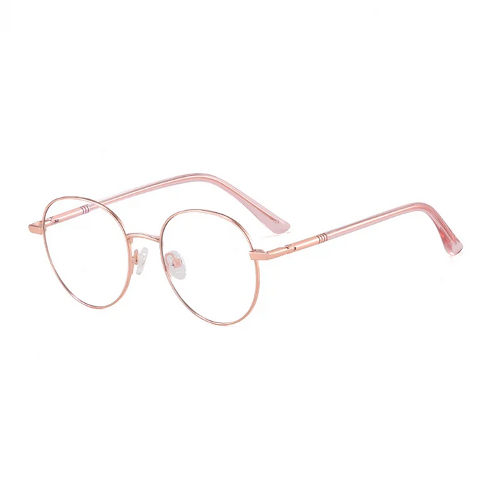 Ralferty Women's Full Rim Round Alloy Eyeglasses R83604 Full Rim Ralferty C4 RoseGold CHINA 