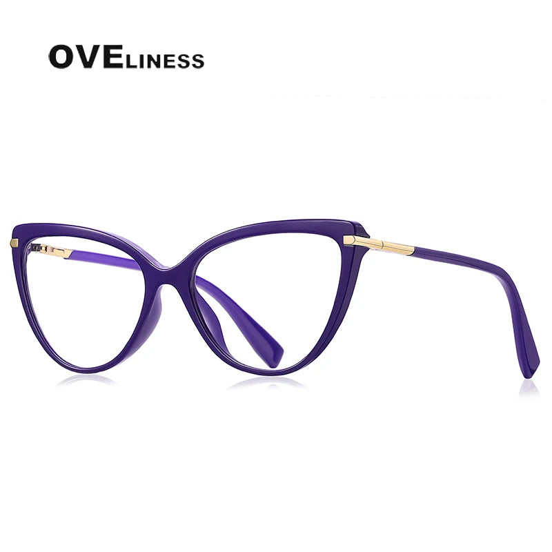 Oveliness Women's Full Rim Cat Eye Tr 90 Titanium Eyeglasses 2098 Full Rim Oveliness C6 purple  