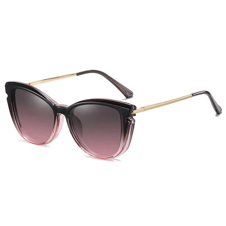 CCspace Women's Full Rim Oval Tr 90 Alloy Eyeglasses Clip On Sunglasses 313219