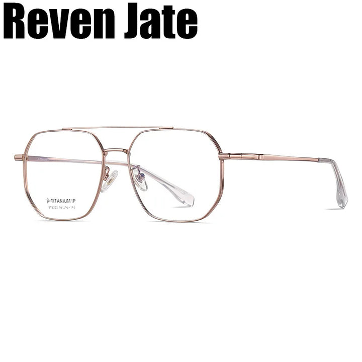 Reven Jate Unisex Full Rim Square Double Bridge Titanium Eyeglasses 6222 Full Rim Reven Jate   