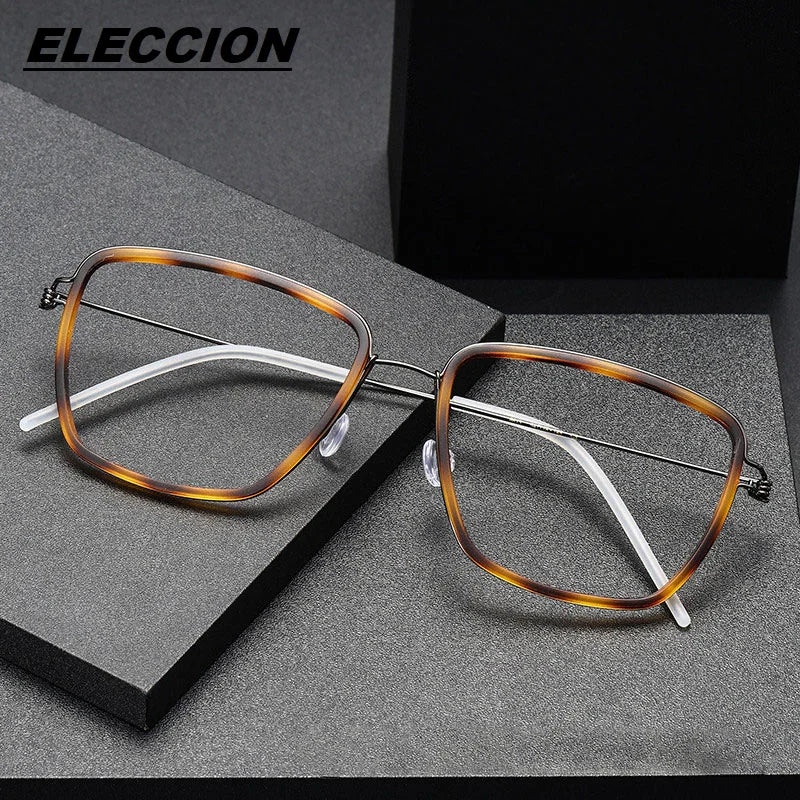 Eleccion Unisex Full Rim Square Titanium Acetate Eyeglasses 6613