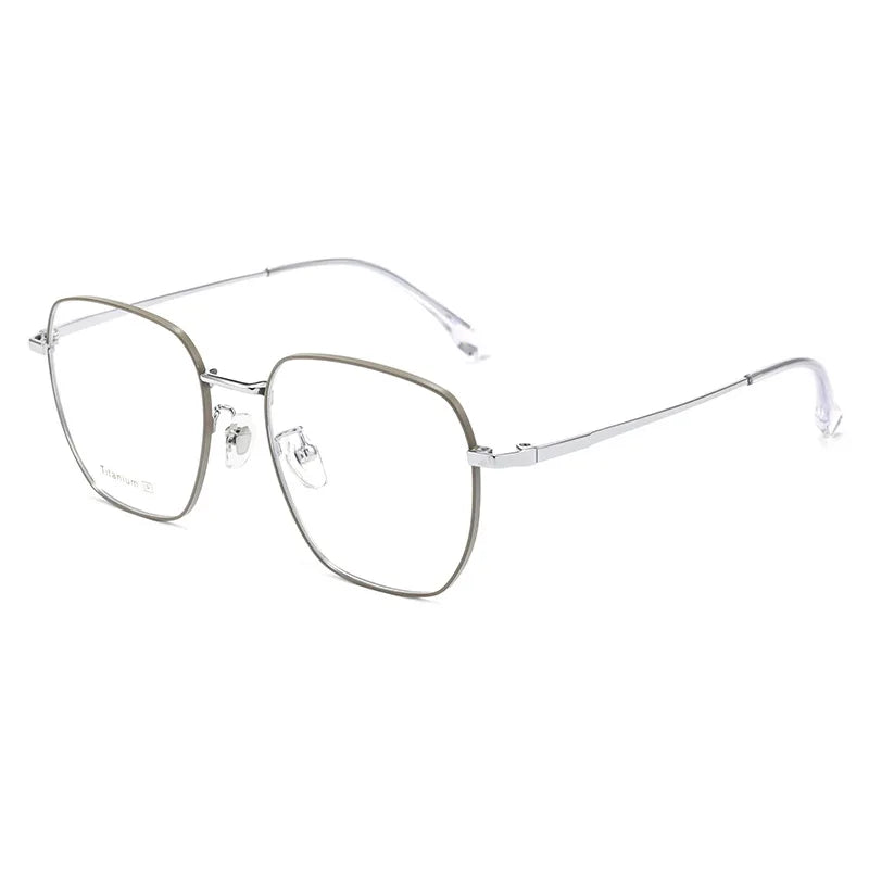 Yimaruili Unisex Full Rim Polygonal Pure Titanium Eyeglasses 88023X — view 4 | Yimaruili at FuzWeb