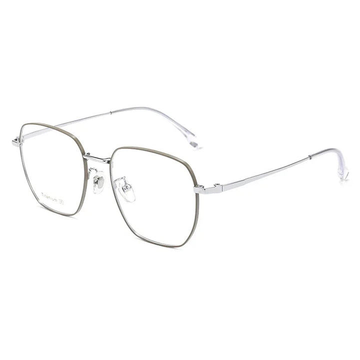 Yimaruili Unisex Full Rim Polygonal Pure Titanium Eyeglasses 88023X — view 4 | Yimaruili at FuzWeb
