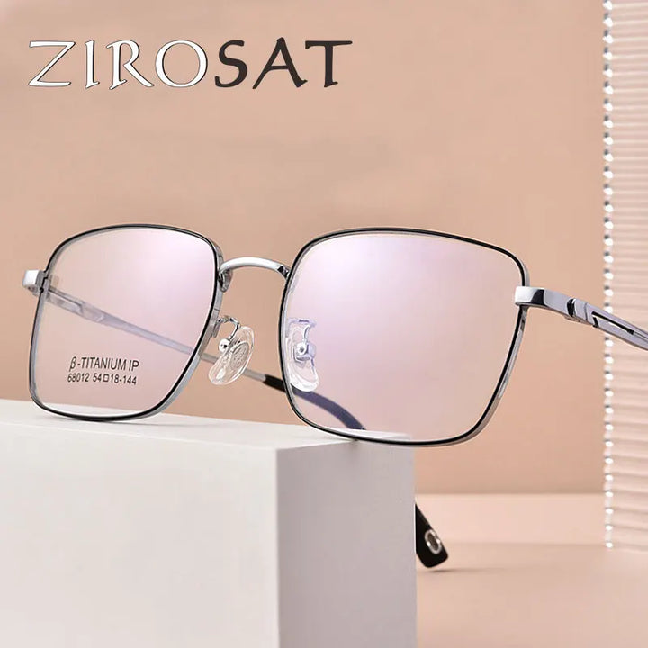 Zirosat Unisex Full Rim Square Titanium Eyeglasses 68012