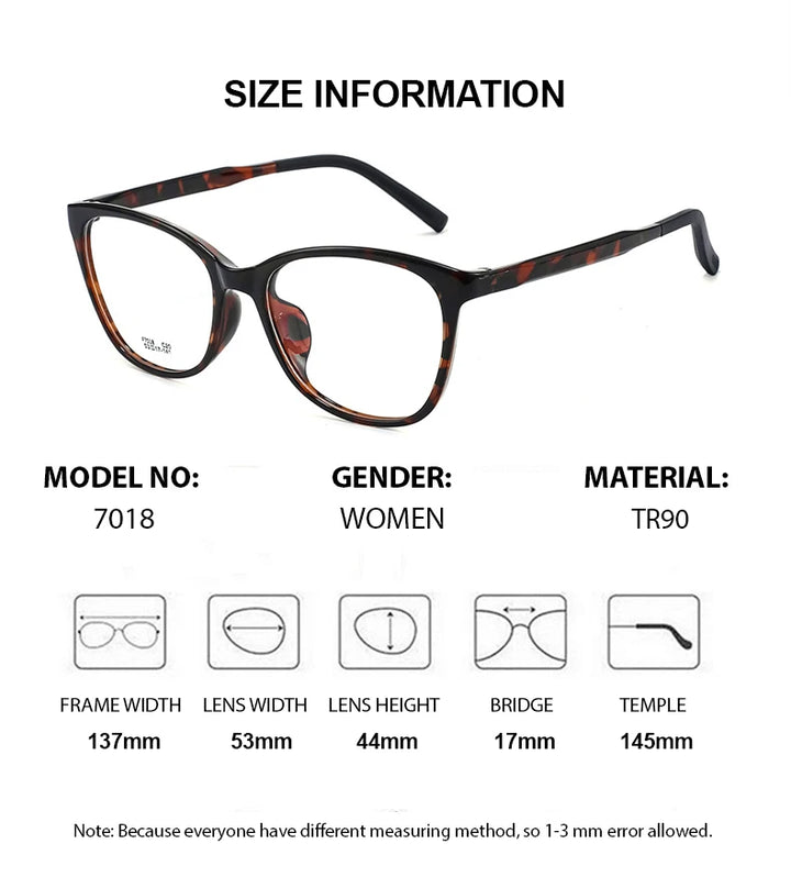 Summer Flower Women's Full Rim Square Cat Eye Tr 90 Titanium Eyeglasses 87018