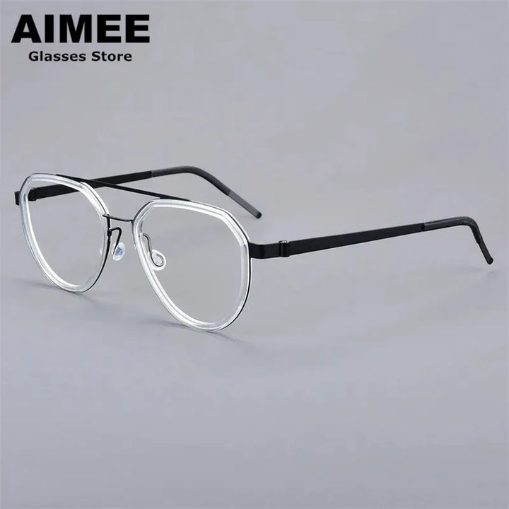 Aimee Unisex Full Rim Oval Double Bridge Titanium Eyeglasses 9745