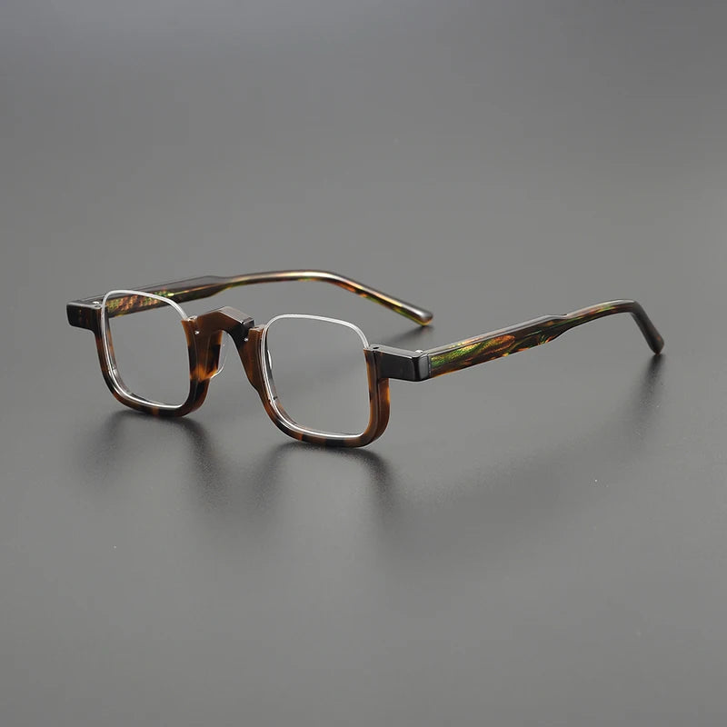 Nobler Unisex Semi Rim Bottom Square Acetate Eyeglasses 19352 Semi Rim Nobler C2  