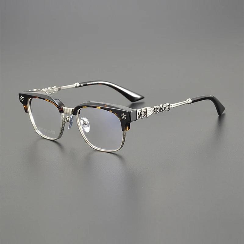 Nobler Unisex Full Rim Square Acetate Titanium Eyeglasses 8224 Full Rim Nobler C1  