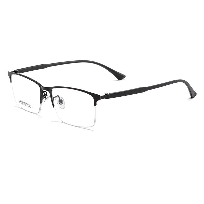Yimaruili Men's Semi Rim Square Alloy Eyeglasses K9106 Semi Rim Yimaruili Eyeglasses Black  