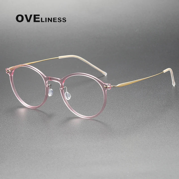 Oveliness Women's Full Rim Round Acetate Titanium Eyeglasses 326541