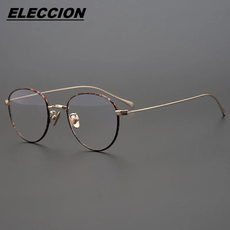 Eleccion Unisex Full Rim Round Oval Titanium Eyeglasses 41905 Full Rim Eleccion