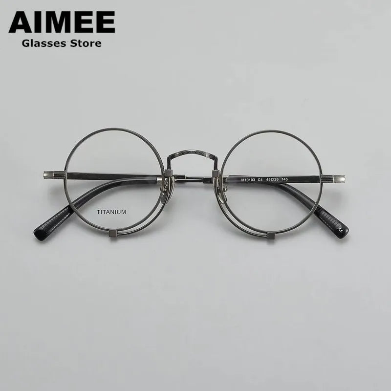 Aimee Unisex Full Rim Round Titanium Acetate Eyeglasses 369153