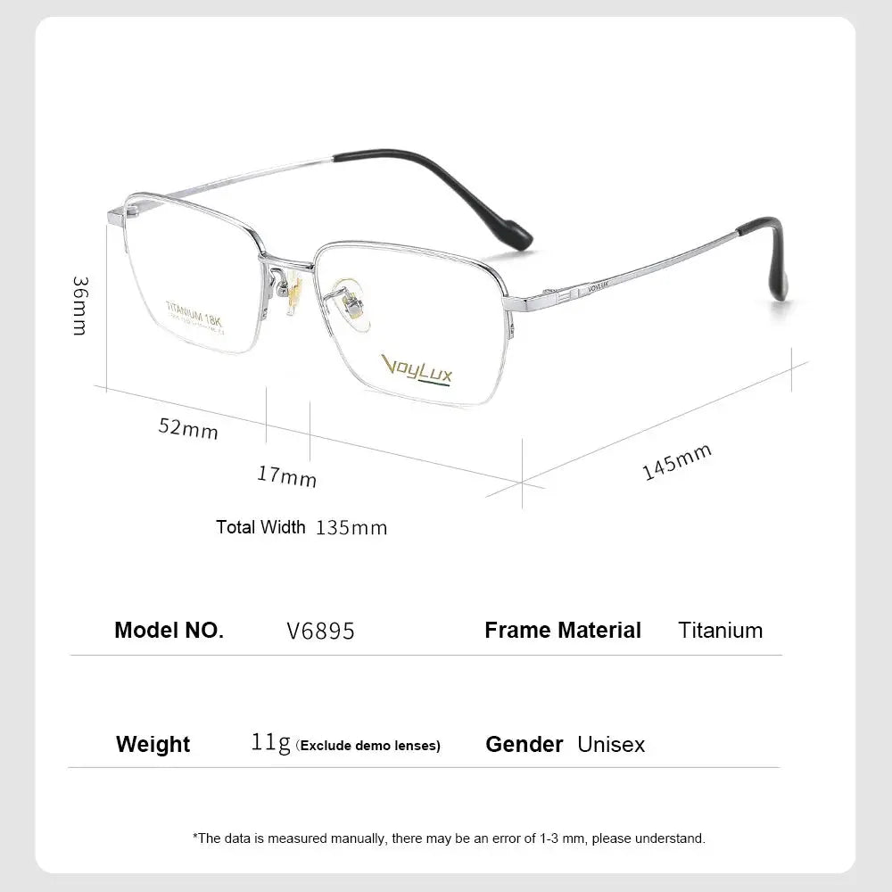 Gmei 689500 Women's Semi Rim Flat Top Polygon Square Titanium Frames FuzWeb