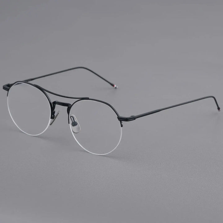 Bobbie Unisex Full Rim Round Double Bridge Titanium Eyeglasses 903000 FuzWeb