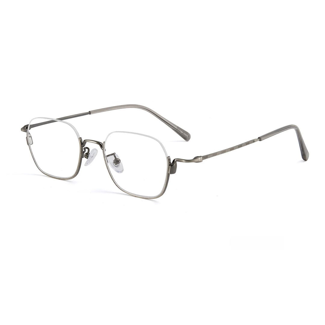 Yimaruili Unisex Bottom Semi Rim Square Alloy Eyeglasses 34907