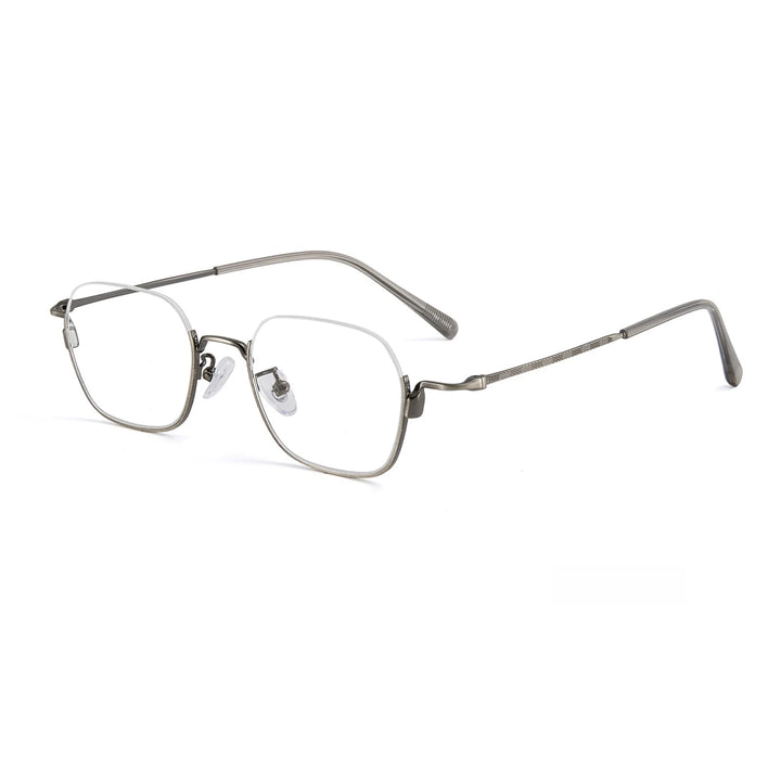 Yimaruili Unisex Bottom Semi Rim Square Alloy Eyeglasses 34907