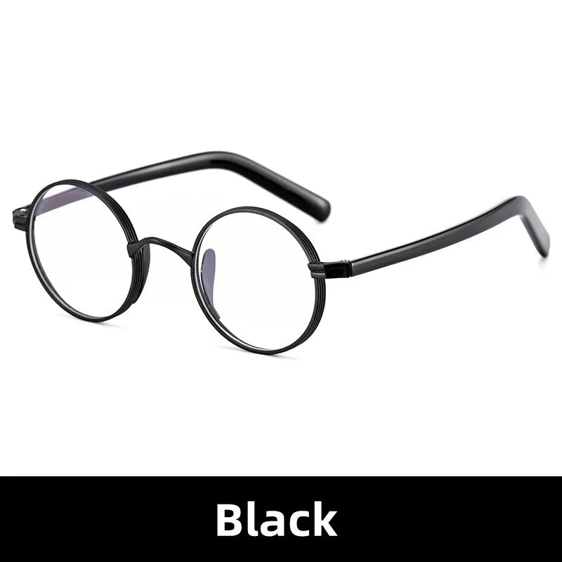 Kocolior Unisex Full Rim Small Round Titanium Hyperopic Reading Glasses 0881 Reading Glasses Kocolior Black 0 