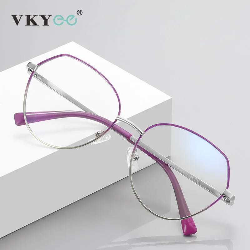 Vicky Women's Full Rim Oval Polygon Stainless Steel Reading Glasses 3095 Reading Glasses Vicky   
