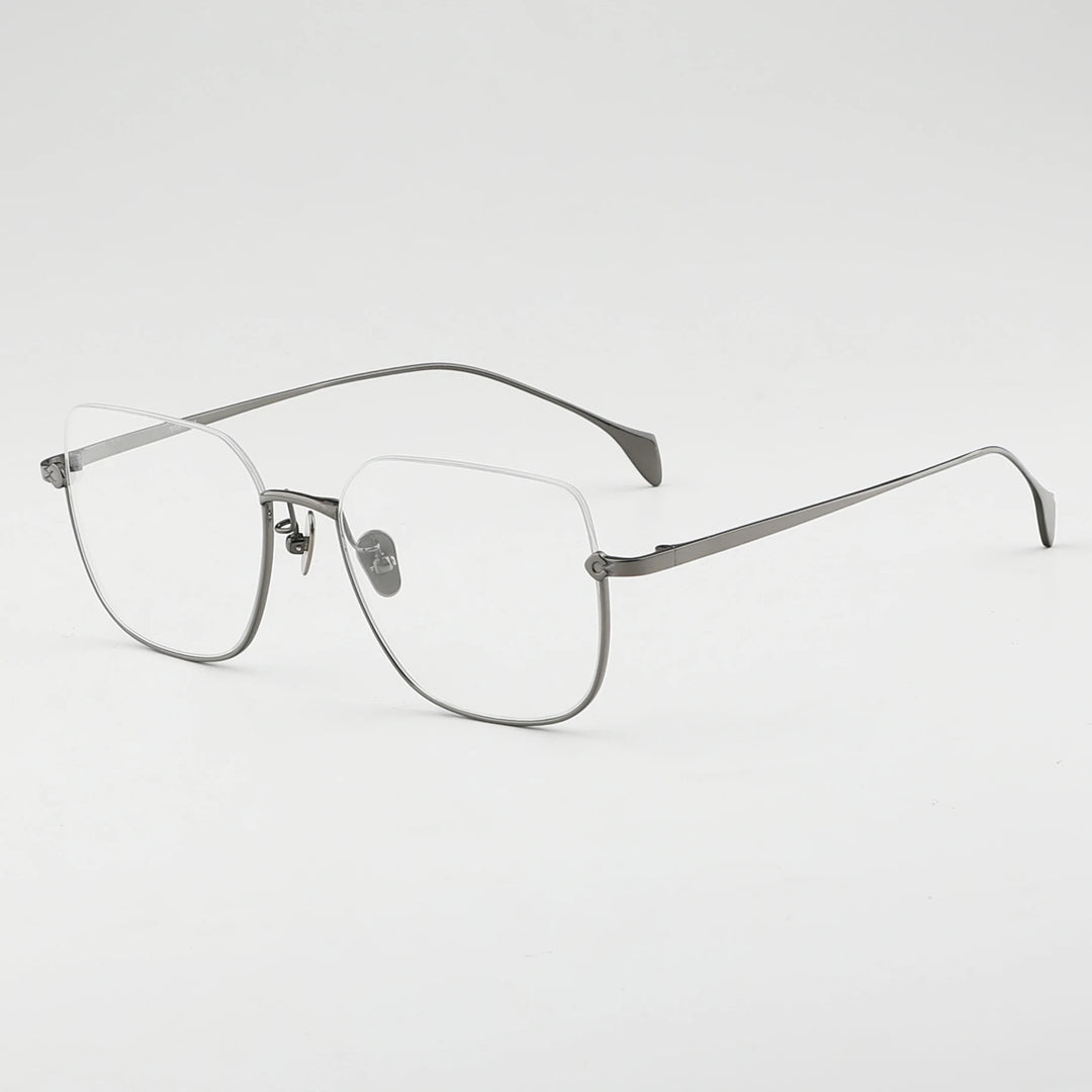 Aror Men's Semi Rim Square Titanium Eyeglasses 410171