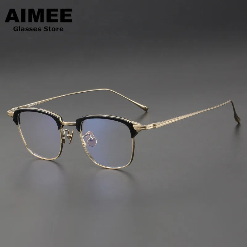 Aimee Unisex Full Rim Big Square Titanium Acetate Eyeglasses 111026 Full Rim Aimee   